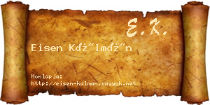 Eisen Kálmán névjegykártya