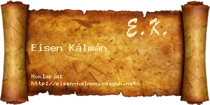 Eisen Kálmán névjegykártya